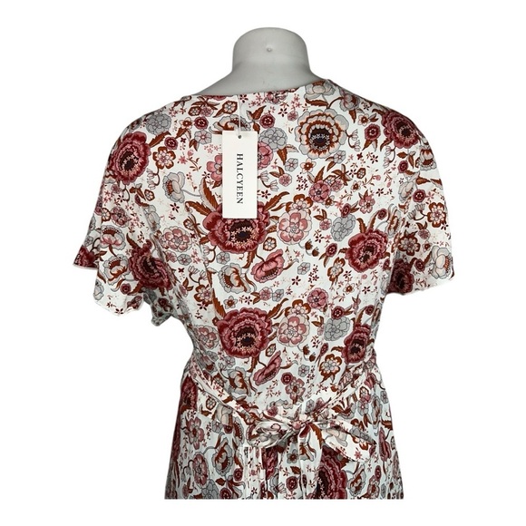 HALCYEEN Elegant Boho Maxi Dress with Flowing Silhouette White/ red flowers XXL - Picture 11 of 14